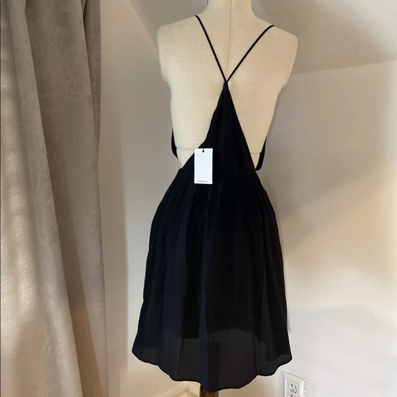 NWT Anine Bing 100% Silk Deep V Mini Dress - Picture 5 of 7